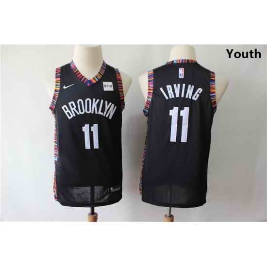 Youth Nets 11 Kyrie Irving Black Youth City Edition Nike Swingman Jersey